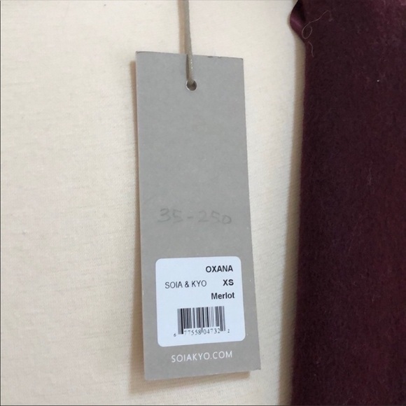 Soia & Kyo Wool Wrap Burgundy Coat XS - Picture 7 of 8